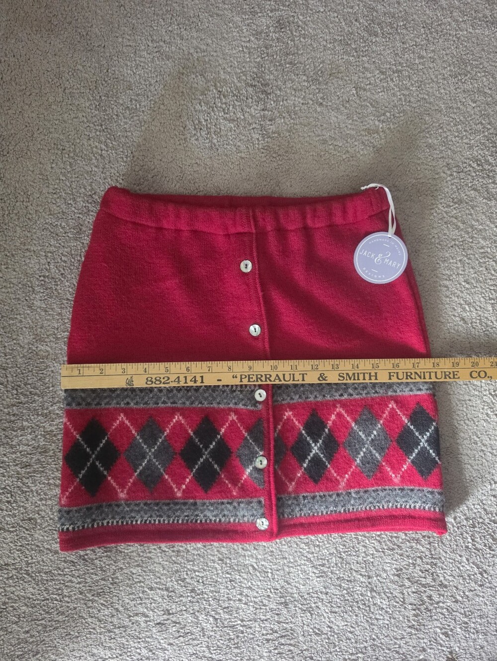 Jack & Mary Handmade Red Argyle Skirt - Picture 3 of 5